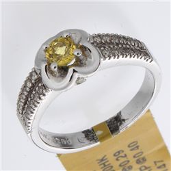 18K White Gold 0.69ctw Yellow Sapphire & Diamond Ring