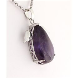 Natural Stone Amethyst Pear Pendant