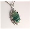 Image 1 : Natural Stone Minty Green Oval Agate Pendant