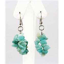 58.13CTW 2in. OCEAN BLUE CHIPPED STONE HOOK EARRING