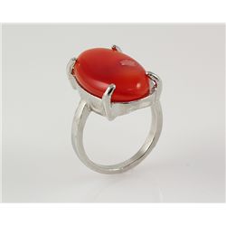 Retro Vintage Red Semi Precious Agate Mens Ring