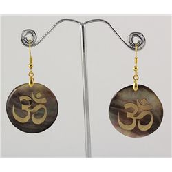 OM Mother of Pearl Dangling Earring (Greyish)