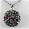 Image 1 : 48.16CTW Multi-color Precious Stone Silver Pendant