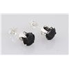 Image 1 : Sterling Silver Earring Prong Set Black Ice Crystal