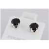 Image 2 : Sterling Silver Earring Prong Set Black Ice Crystal
