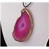 Image 2 : Organic Natural Pink Geode Agate Big Slice Pendant
