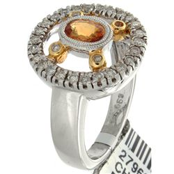 14K 2Tone Gold 1.08ctw Yellow Sapphire & Diamond Ring