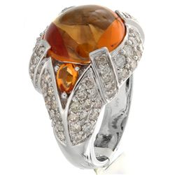 14K White Gold 8.07ctw Citrine & Diamond Ring