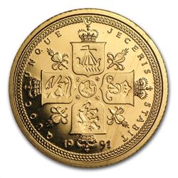 Isle of Man 1991 Gold 1/2 Sovereign (Shields) BU/Proof