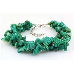 213.59CTW 7in. GREEN TURQUOISE CHIPPED BRACELET METAL L