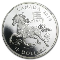 2014 1 oz Silver Canadian $15 Lunar Horse - PF-70 UCAM