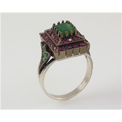 Vintage Design Gemstone Ring 6.71g Silver Turkish Jewel