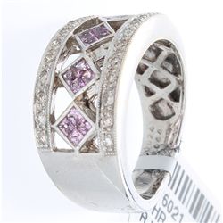 14K White Gold 0.68ctw Pink Sapphire & Diamond Ring