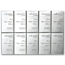 10x 10 gram Valcambi Silver CombiBar