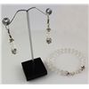 Image 1 : Natural Round Cut White Topaz Bracelet and Earring in S