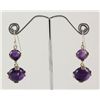 Image 1 : Cabochon Amethyst Stone sets in Silver Dangling Earring