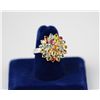 Image 3 : Multi Gemstones Oval Flower Silver Ring, 6.60g