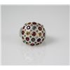Image 1 : Stylish Multi-Gemstones Round Silver Ring w/ CZ stones,