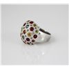 Image 2 : Stylish Multi-Gemstones Round Silver Ring w/ CZ stones,