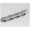 Image 1 : Unique Multi-Stone Silver Bracelet, Rhodium Plated for