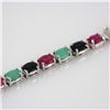 Image 2 : Unique Multi-Stone Silver Bracelet, Rhodium Plated for