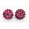 Image 1 : 66.11CTW Flower Cluster Pink Ruby Silver Earring