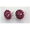 Image 2 : 66.11CTW Flower Cluster Pink Ruby Silver Earring