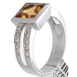 18K White Gold 1.81ctw Citrine & Diamond Ring