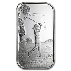 1 oz Female Golfer Silver Bar (w/Gift Box &amp; Capsule