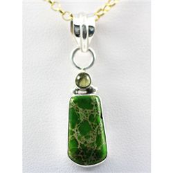 Green Gaspeite Gemstone set in Sterling Silver Pendant,