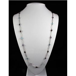 37.55CT Multi Precious Gemstone Silver Bezel Necklace 9