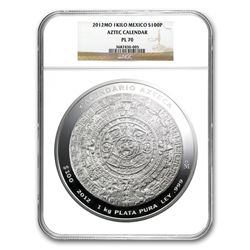 2012 1 Kilo (32.15 oz) Silver Aztec Calendar PL-70 NGC