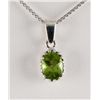 Image 2 : Sterling Silver Prong Set Pendant with Peridot