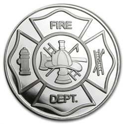 1 oz Fire Department Silver Round (w/Box &amp; Capsule)