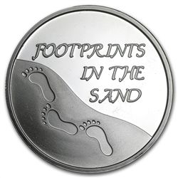 1 oz Footprints in the Sand Silver Round (w/Box &amp; C