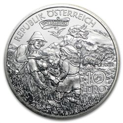 Charlemagne In The Untersberg 10 Euro Silver Coin ASW 0