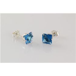 Sterling Silver Earring Prong Set Blue Sapphire