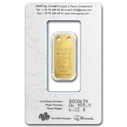 Wave - 1/5 oz Proof Gold Pamp Ingot Pendant