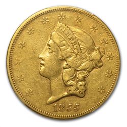 1855 $20 Gold Liberty Double Eagle - XF-40 PCGS