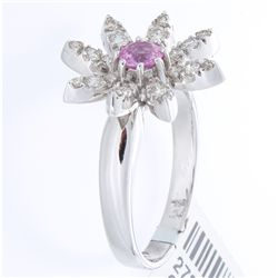 14K White Gold 0.81ctw Pink Sapphire & Diamond Ring