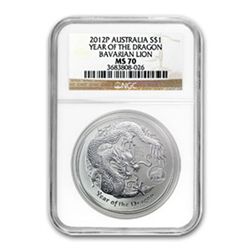 2012 1 oz Silver Year of the Dragon Coin (Lion Privy) N