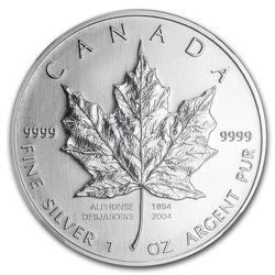 2004 1 oz Silver Canadian Maple Leaf Desjardins Privy S