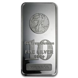 10 oz Walking Liberty Design Silver Bar .999 Fine