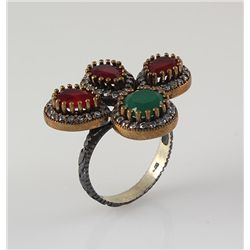 Natural Stone Cocktail Victorian Design Ring