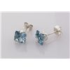 Image 1 : Sterling Silver Earring Prong Set Aquamarine