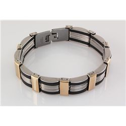 Men's Stainless Electroplated Bracelet 8 3/4" with Gold