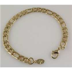 Mens Gold Plated Figaro Link Chain Bracelet