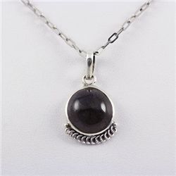 Gold Sheen Obsidian Round Sterling Silver Pendant, 3.0g