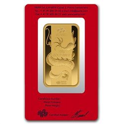 100 gram Pamp Suisse Year of the Dragon Gold Bar (In As