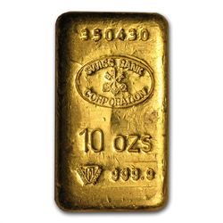 10 oz Swiss Bank Corporation Gold Bar .9999 Fine